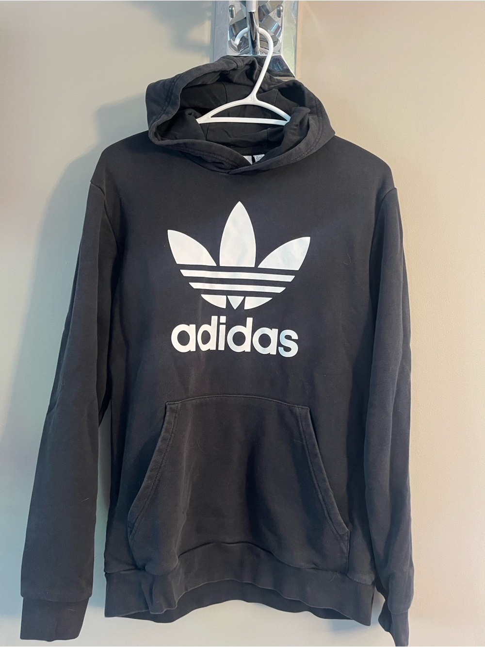 adidas Black Hoodie with White Trefoil